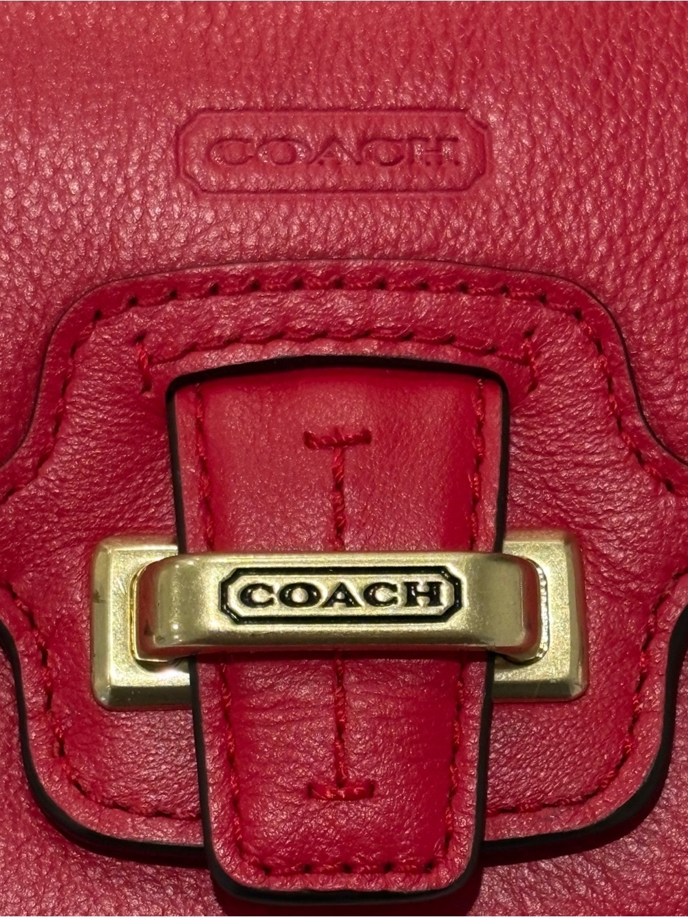 Coach Taylor Pebble Red Leather Slim Envelope Wallet with Gold Hardware - Picture 7 of 7